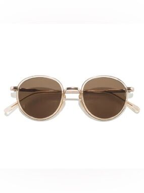 Sunski Baia Champagne Amber Round Metal-Frame Sunglasses
